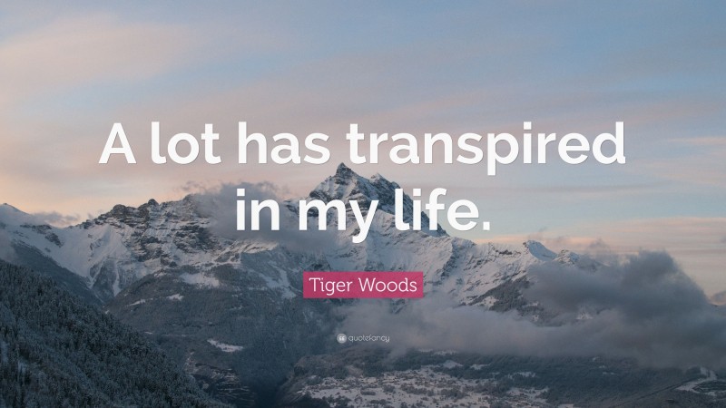 Tiger Woods Quote: “A lot has transpired in my life.”