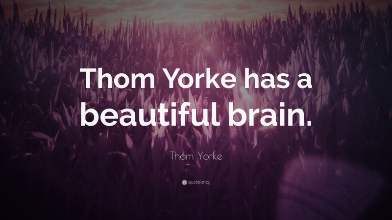 Thom Yorke Quote: “Thom Yorke has a beautiful brain.”