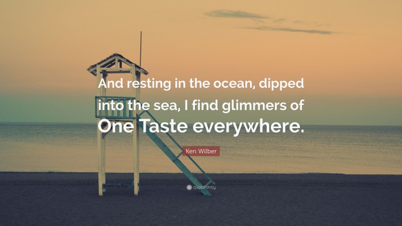 Ken Wilber Quote: “And resting in the ocean, dipped into the sea, I find glimmers of One Taste everywhere.”