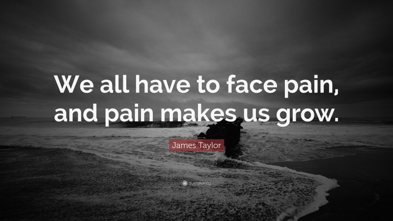 James Taylor Quote: “We all have to face pain, and pain makes us grow.”