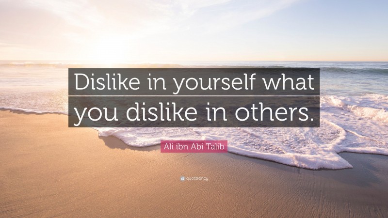 Ali ibn Abi Talib Quote: “Dislike in yourself what you dislike in others.”