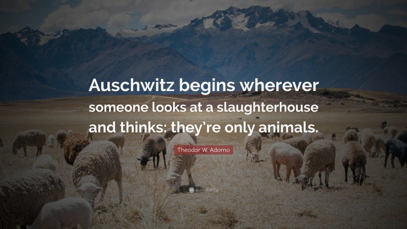 Theodor W. Adorno Quote: “Auschwitz begins wherever someone looks at a slaughterhouse and thinks: they’re only animals.”