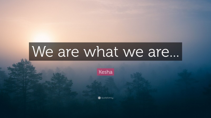 Kesha Quote: “We are what we are...”