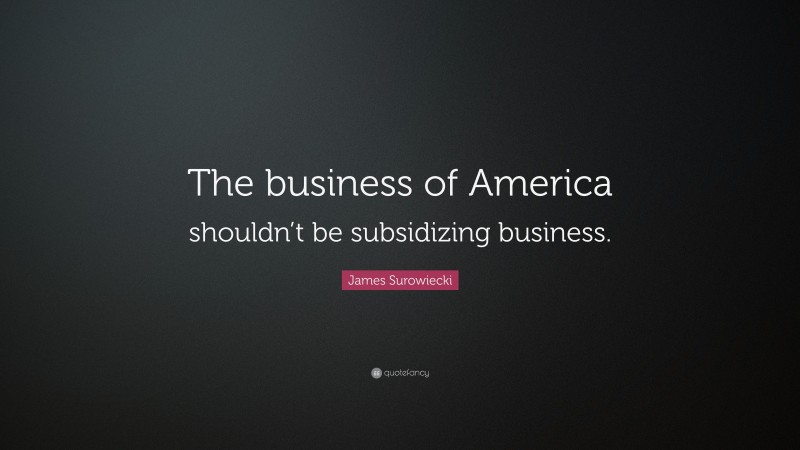 James Surowiecki Quote: “The business of America shouldn’t be subsidizing business.”