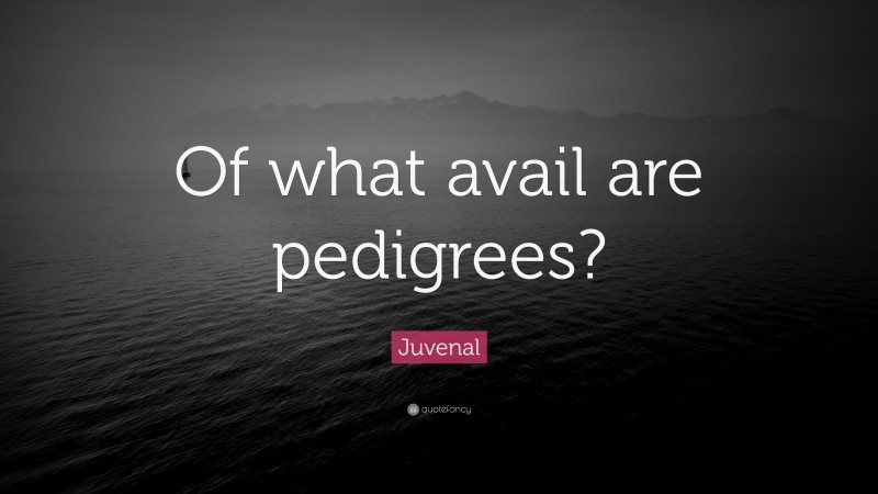 Juvenal Quote: “Of what avail are pedigrees?”