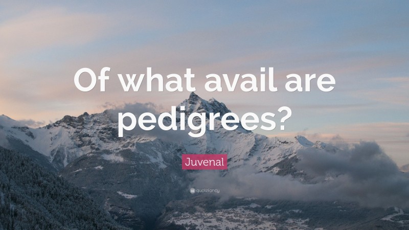 Juvenal Quote: “Of what avail are pedigrees?”