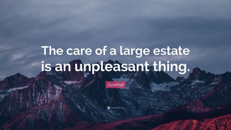 Juvenal Quote: “The care of a large estate is an unpleasant thing.”