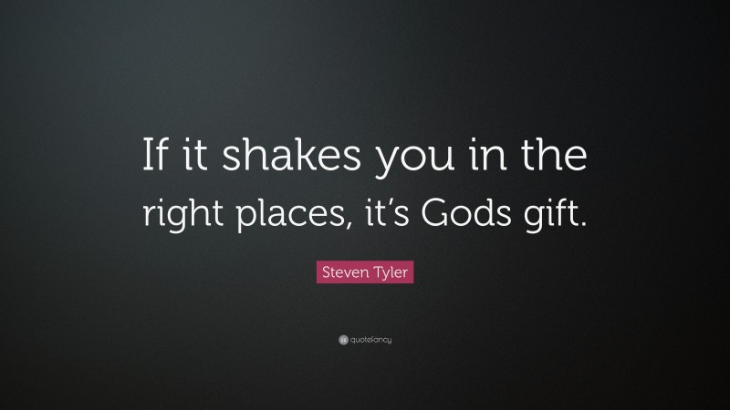 Steven Tyler Quote: “If it shakes you in the right places, it’s Gods gift.”