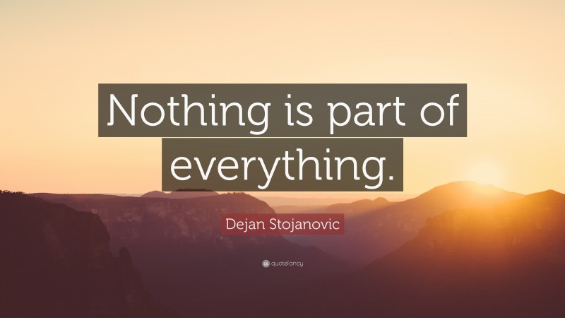 Dejan Stojanovic Quote: “Nothing is part of everything.”