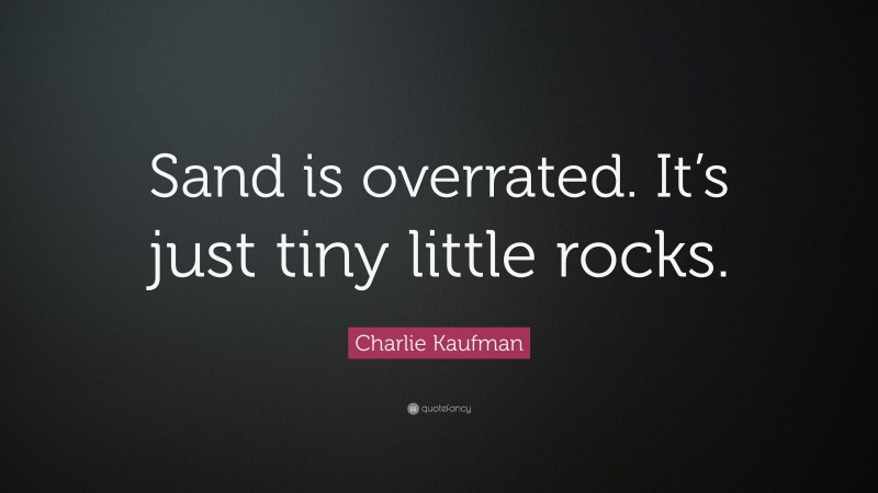 Charlie Kaufman Quote: “Sand is overrated. It’s just tiny little rocks.”