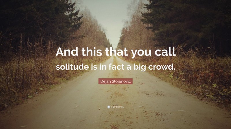 Dejan Stojanovic Quote: “And this that you call solitude is in fact a big crowd.”