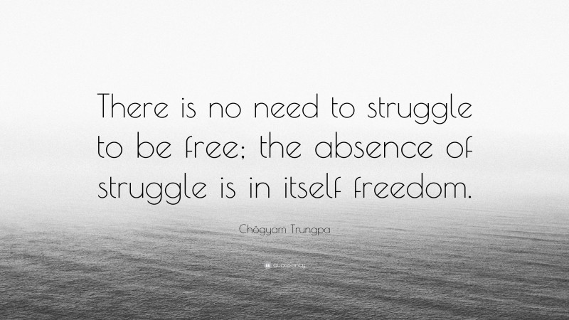 Chögyam Trungpa Quote: “There is no need to struggle to be free; the absence of struggle is in itself freedom.”
