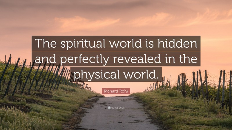 Richard Rohr Quote: “The spiritual world is hidden and perfectly revealed in the physical world.”