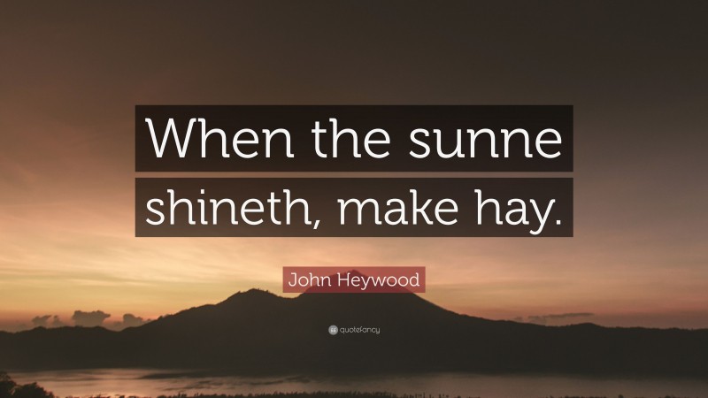 John Heywood Quote: “When the sunne shineth, make hay.”