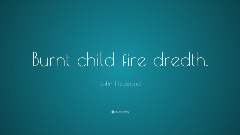 John Heywood Quote: “Burnt child fire dredth.”