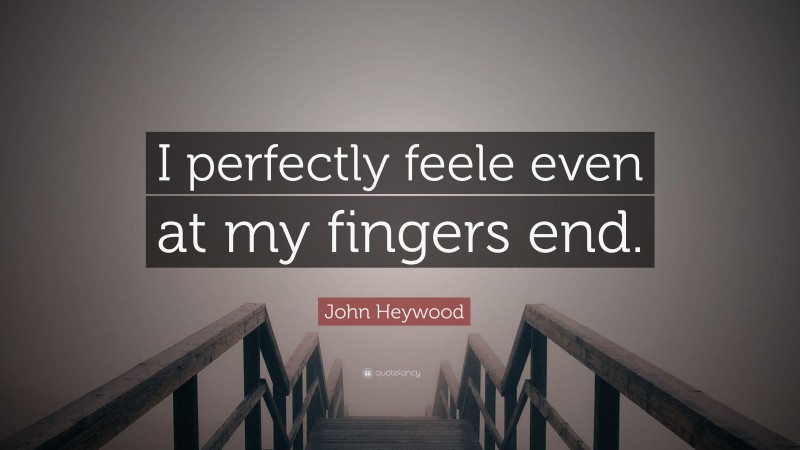 John Heywood Quote: “I perfectly feele even at my fingers end.”