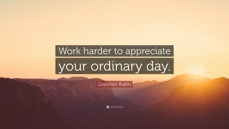 Gretchen Rubin Quote: “Work harder to appreciate your ordinary day.”