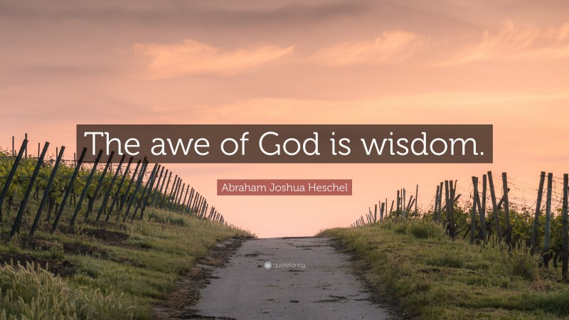 Abraham Joshua Heschel Quote: “The awe of God is wisdom.”