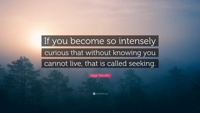 Jaggi Vasudev Quote: “If you become so intensely curious that without knowing you cannot live, that is called seeking.”