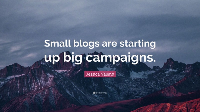 Jessica Valenti Quote: “Small blogs are starting up big campaigns.”
