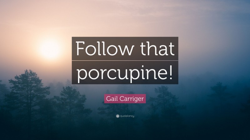 Gail Carriger Quote: “Follow that porcupine!”