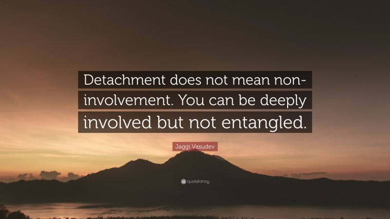 Jaggi Vasudev Quote: “Detachment does not mean non-involvement. You can be deeply involved but not entangled.”