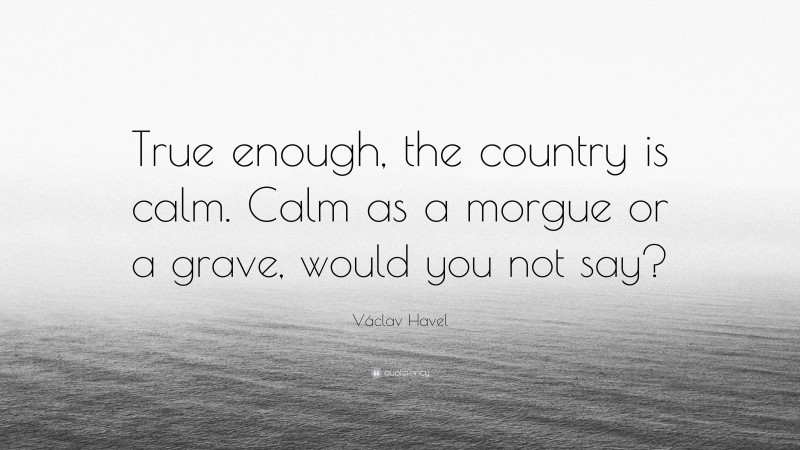 Václav Havel Quote: “True enough, the country is calm. Calm as a morgue or a grave, would you not say?”