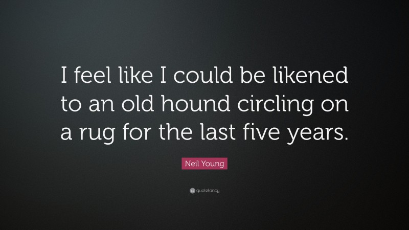Neil Young Quote: “I feel like I could be likened to an old hound circling on a rug for the last five years.”