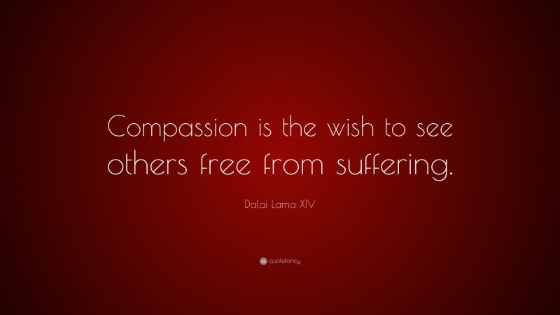 Dalai Lama XIV Quote: “Compassion is the wish to see others free from suffering.”