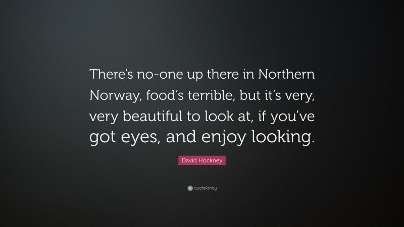 David Hockney Quote: “There’s no-one up there in Northern Norway, food’s terrible, but it’s very, very beautiful to look at, if you’ve got eyes, and enjoy looking.”