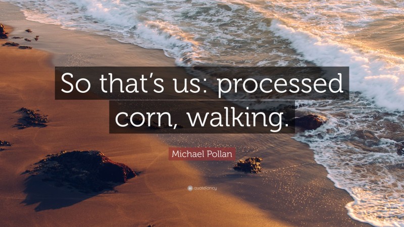 Michael Pollan Quote: “So that’s us: processed corn, walking.”