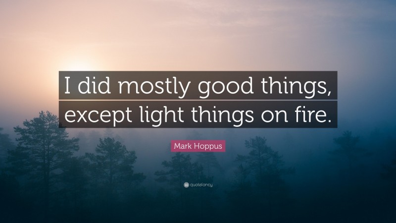 Mark Hoppus Quote: “I did mostly good things, except light things on fire.”