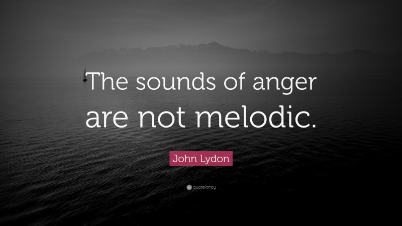 John Lydon Quote: “The sounds of anger are not melodic.”