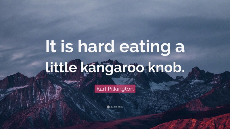 Karl Pilkington Quote: “It is hard eating a little kangaroo knob.”