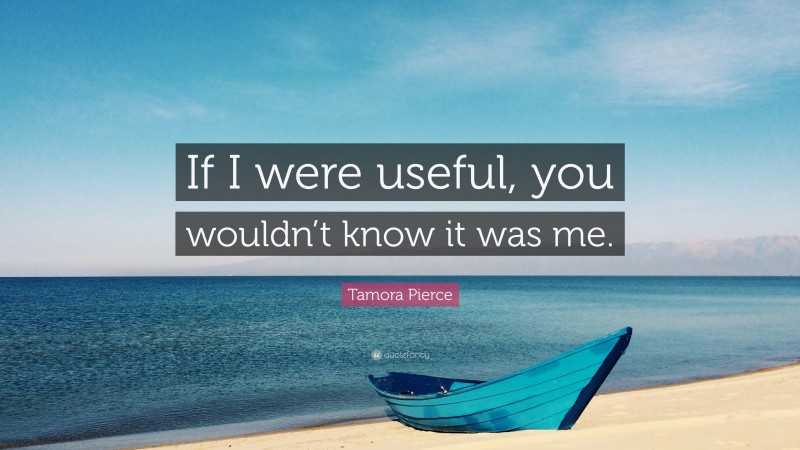 Tamora Pierce Quote: “If I were useful, you wouldn’t know it was me.”