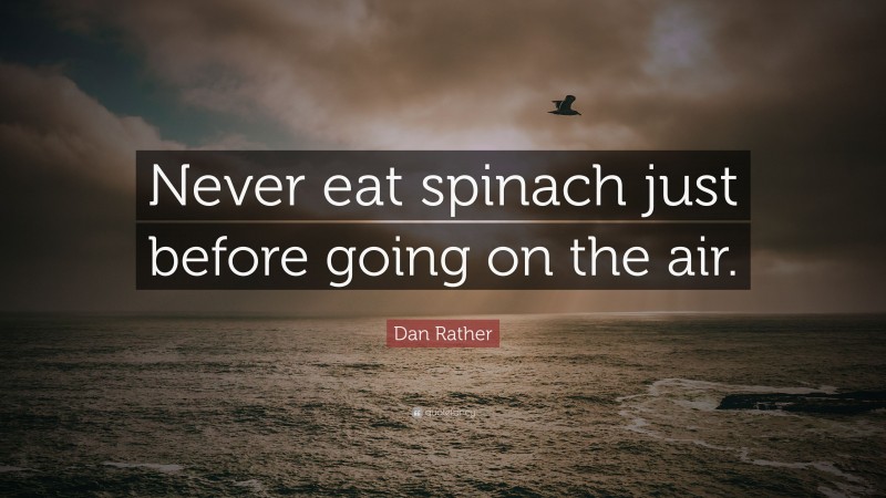 Dan Rather Quote: “Never eat spinach just before going on the air.”