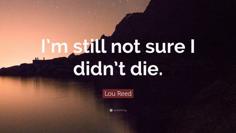 Lou Reed Quote: “I’m still not sure I didn’t die.”