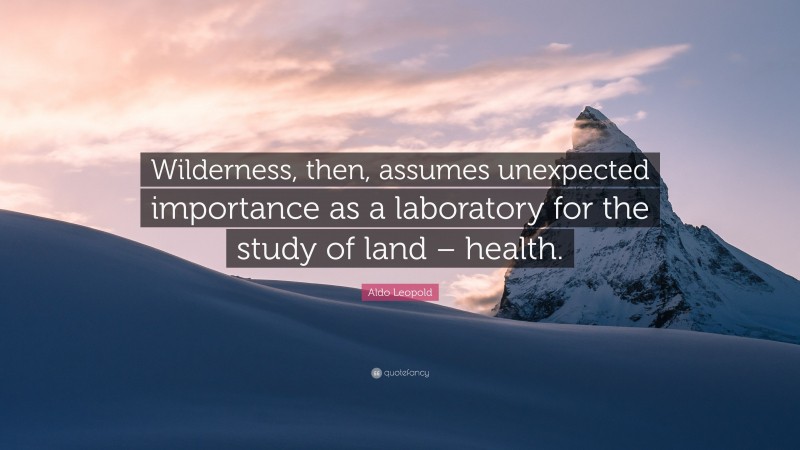 Aldo Leopold Quote: “Wilderness, then, assumes unexpected importance as a laboratory for the study of land – health.”