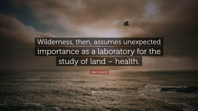 Aldo Leopold Quote: “Wilderness, then, assumes unexpected importance as a laboratory for the study of land – health.”