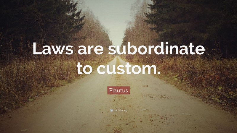 Plautus Quote: “Laws are subordinate to custom.”
