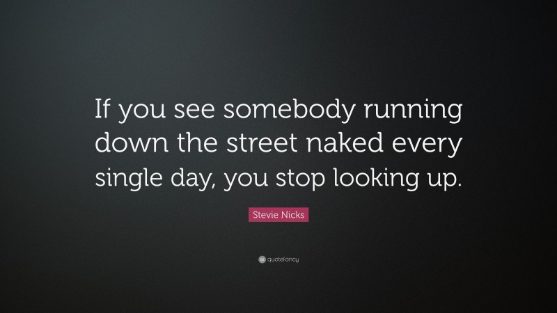 Stevie Nicks Quote: “If you see somebody running down the street naked every single day, you stop looking up.”