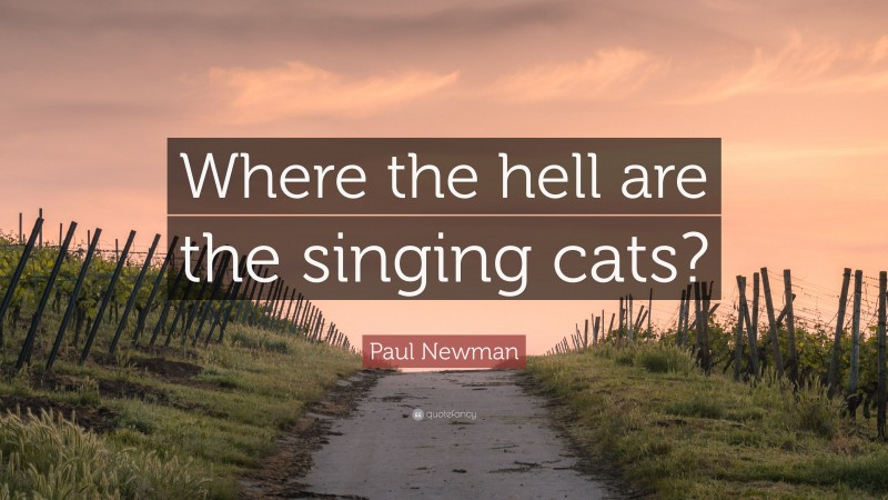 Paul Newman Quote: “Where the hell are the singing cats?”