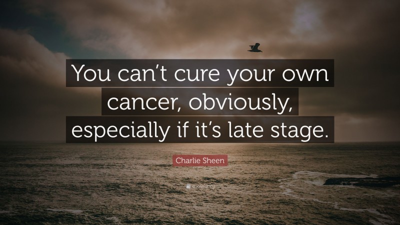 Charlie Sheen Quote: “You can’t cure your own cancer, obviously, especially if it’s late stage.”