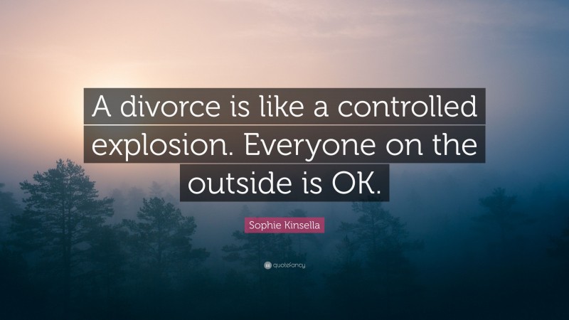Sophie Kinsella Quote: “A divorce is like a controlled explosion. Everyone on the outside is OK.”