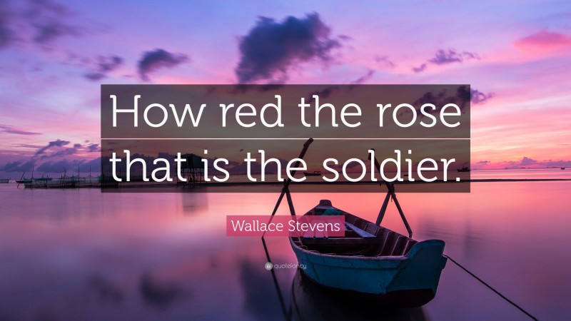Wallace Stevens Quote: “How red the rose that is the soldier.”