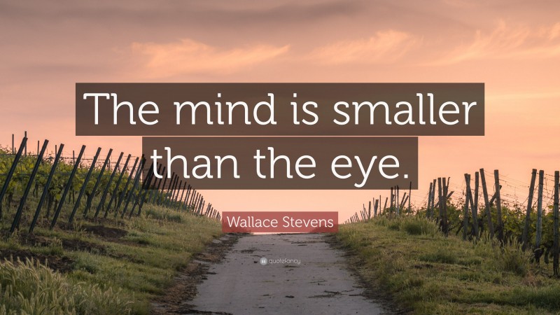 Wallace Stevens Quote: “The mind is smaller than the eye.”