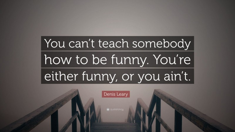 Denis Leary Quote: “You can’t teach somebody how to be funny. You’re either funny, or you ain’t.”