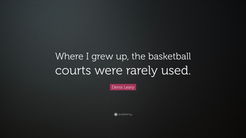 Denis Leary Quote: “Where I grew up, the basketball courts were rarely used.”