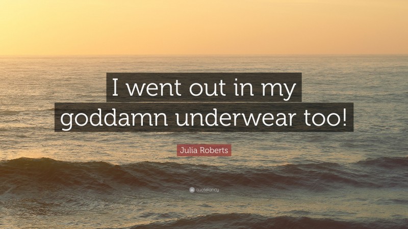 Julia Roberts Quote: “I went out in my goddamn underwear too!”
