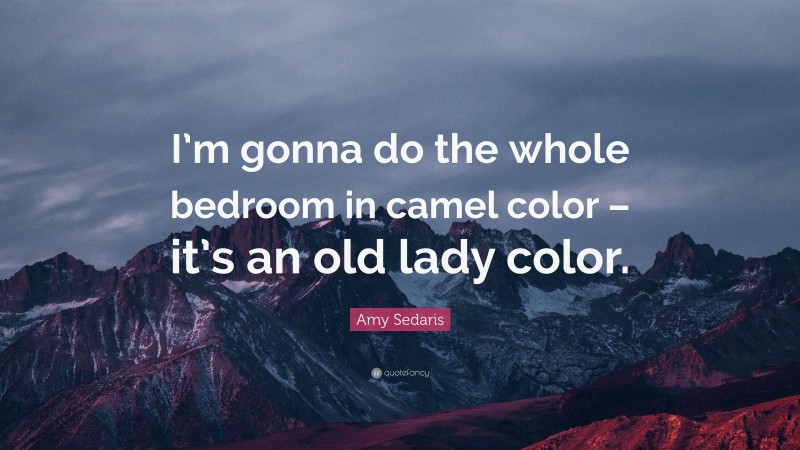 Amy Sedaris Quote: “I’m gonna do the whole bedroom in camel color – it’s an old lady color.”